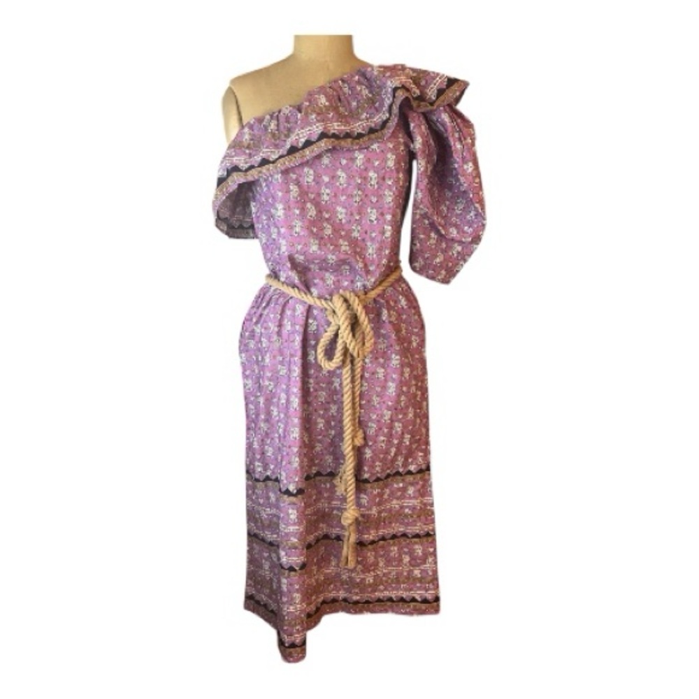 Sea New York NWT Perry Border One Lavender Floral One-Shoulder Dress